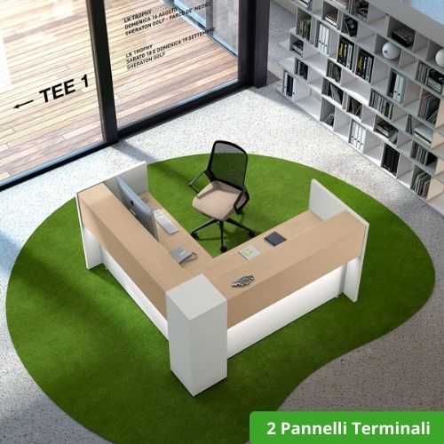 Reception Angolare in Legno con Elemento Frontale da 160 cm e Elemento Laterale da 160 o 200 Cm 1 Reception Angolare in Legno con Elemento Frontale da 160 cm e Elemento Laterale da 160 o 200 Cm