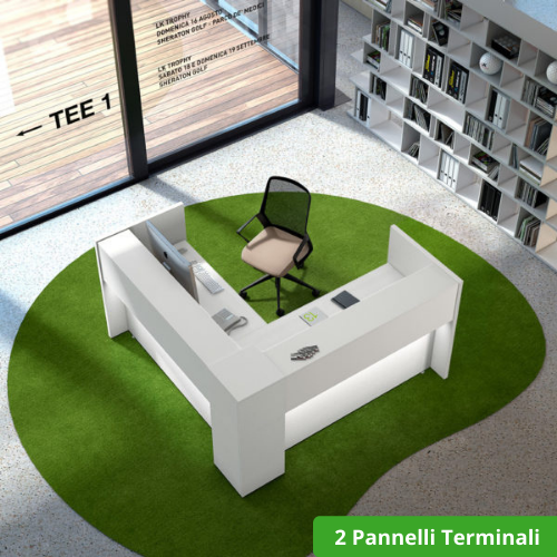 Reception Angolare in Cristallo con Elemento Frontale da 160 e Elemento Laterale da 160 o 200 Cm 1 Reception Angolare in Cristallo con Elemento Frontale da 160 e Elemento Laterale da 160 o 200 Cm