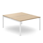 Tavolo Condiviso a 2 Postazioni (Prof. 166cm) con Schermo in Legno e 2 Cassettiere Moovy