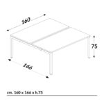 Tavolo Condiviso a 2 Postazioni (Prof. 166cm) con Schermo in Legno e 2 Cassettiere Moovy