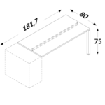 Scrivania Swing5050 profondità 80 cm e Contenitore con anta