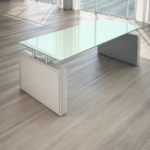 Scrivania Giano Metal in Cristallo con Allungo