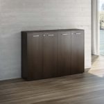 Scrivania Twist in Legno con Allungo, Cassettiera Moovy e 2 Armadi Medi con Ante