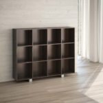 Scrivanie Koros con Elemento di Giunzione, Cassettiera Metal Moovy e Libreria Quadrica