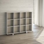 Scrivanie Koros con Elemento di Giunzione, Cassettiera Metal Moovy e Libreria Quadrica