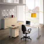 Scrivania Koros (Profondità 80 Cm) con Estensione e Cassettiera Moovy