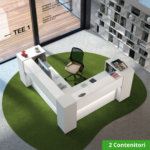 Reception Angolare in Cristallo con Elemento Frontale da 180 Cm e Elemento Laterale da 160 o 200 Cm