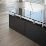 Scrivania Giano Metal Cristallo con Allungo e Cassettiera Direzionale